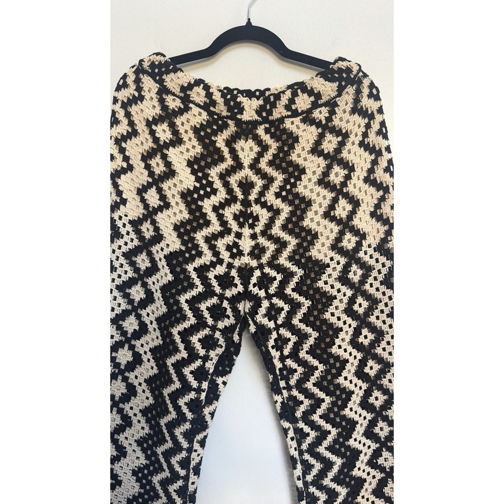 Sandro Henrik Geometric Crochet Wide Leg Pants 40 Coastal Boho Chic Resort - Picture 6 of 14